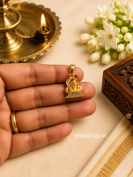 1 Gram Gold Polished Lord Shiva Lingam Pendant with AD Stones - SHTC1908