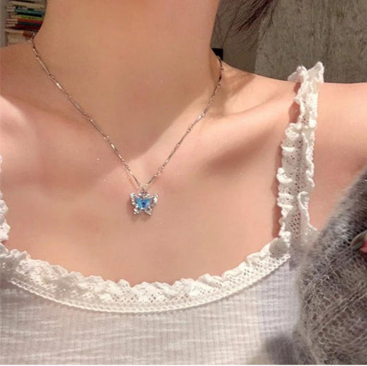 Blue Butterfly AD Necklace - KE196