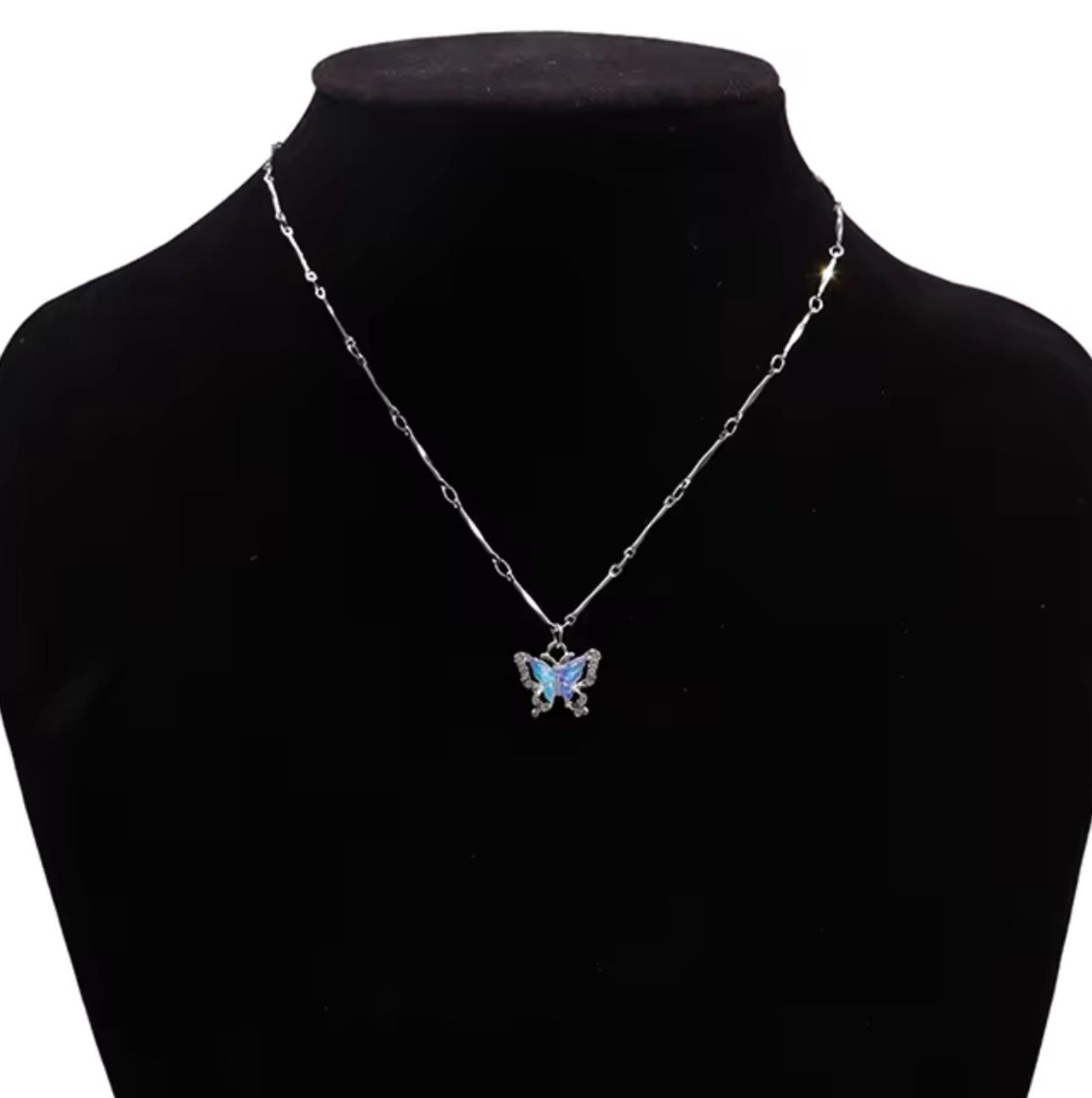 Blue Butterfly AD Necklace - KE196