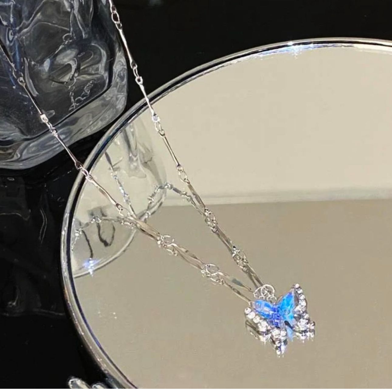 Blue Butterfly AD Necklace - KE196