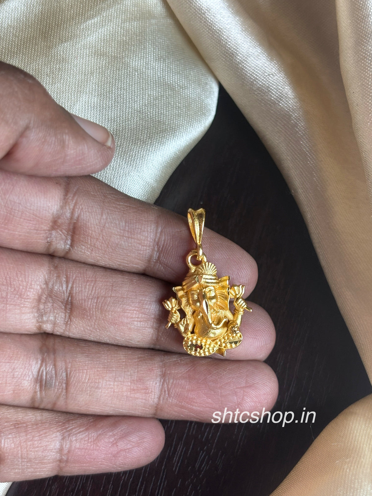 1 Gram Gold Polished Lord Ganesha Pendant | Traditional Hindu God Pendant - SHTC1979