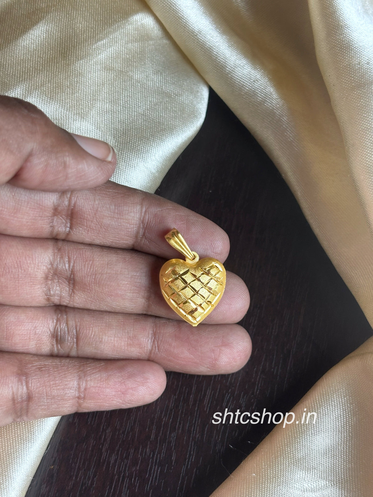 1 Gram Gold Polished Heart Pendants in 3 Different Sizes | Traditional Gold Finish Jewellery - SHTC1983