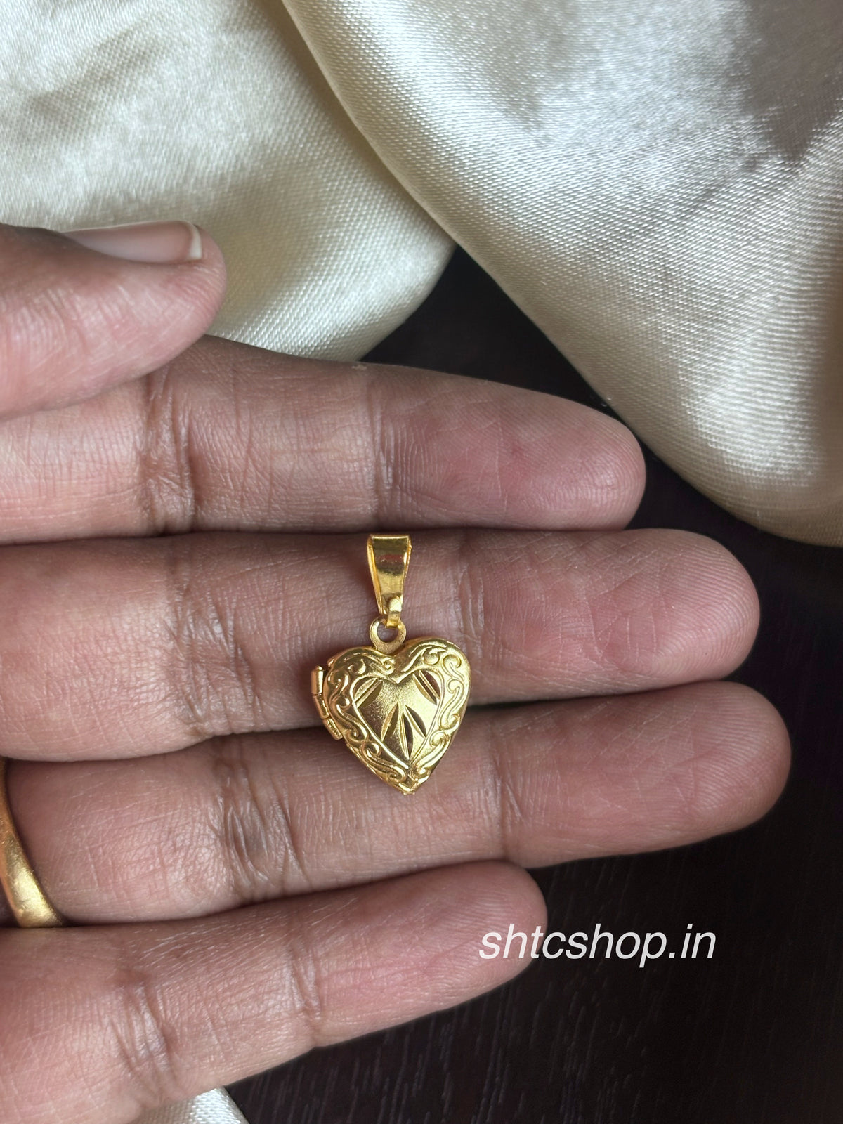 1 Gram Gold Polished Heart Pendants in 3 Different Sizes | Traditional Gold Finish Jewellery - SHTC1983