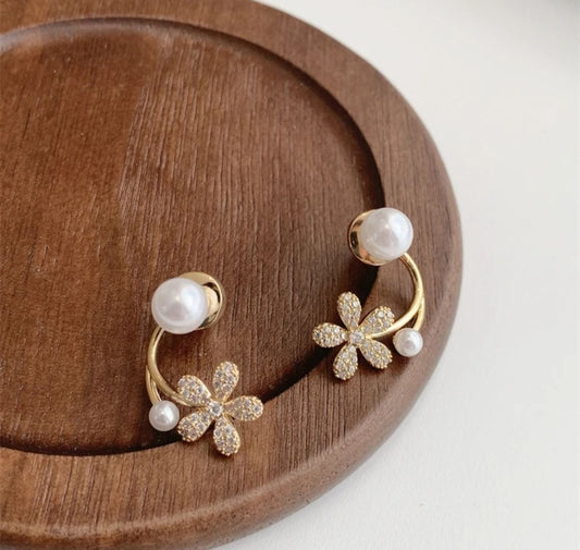 Trendy Flower Style Stud Earrings - KE201