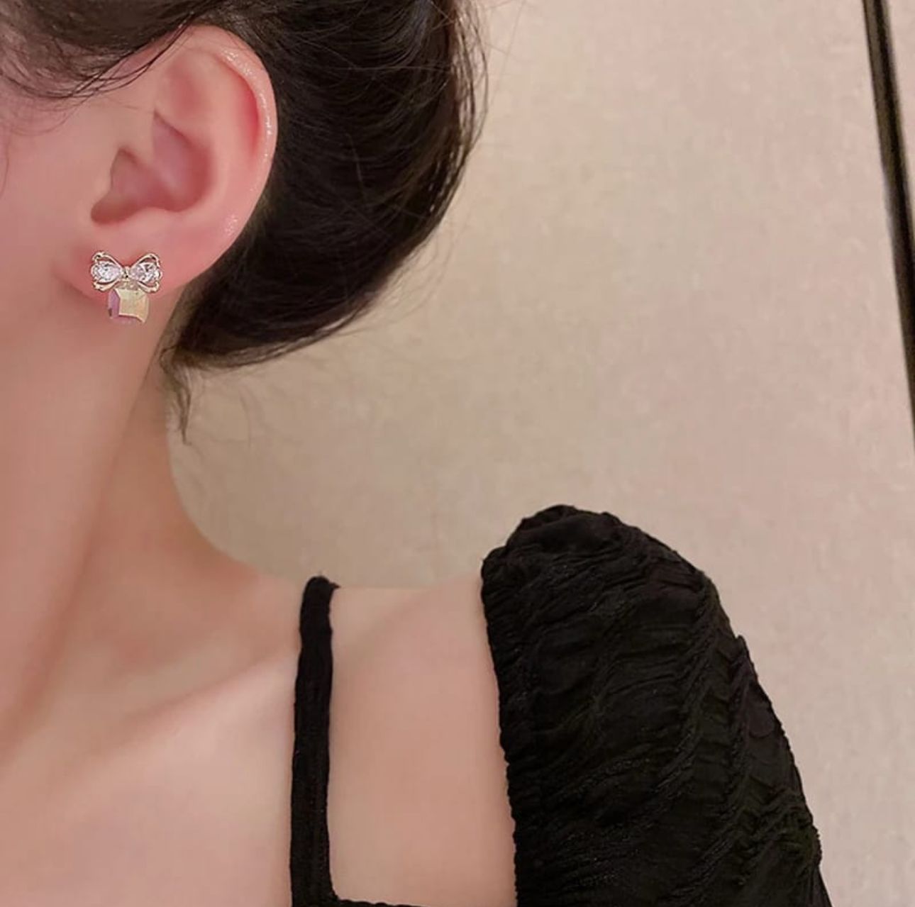 Crystal Bow Korean Earrings - KE211