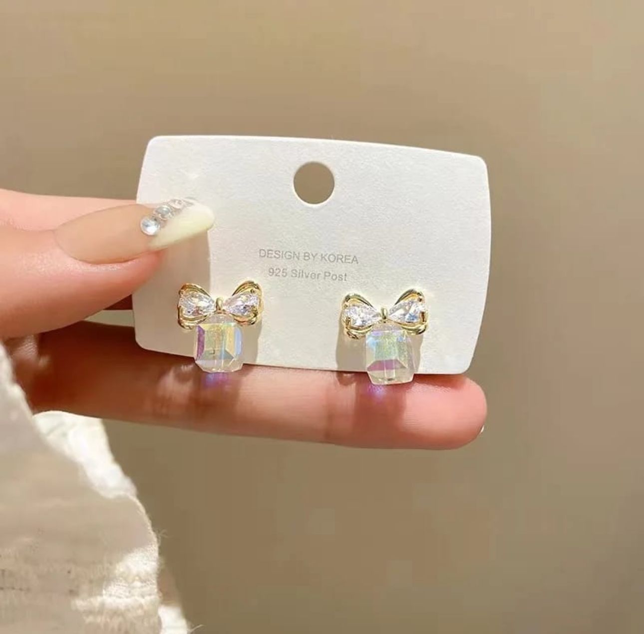 Crystal Bow Korean Earrings - KE211