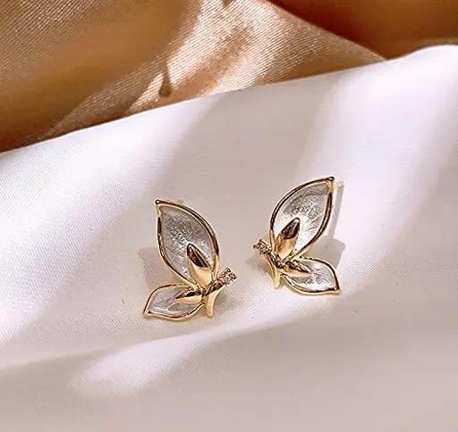 Golden Butterfly Enameled  Stud - KE222