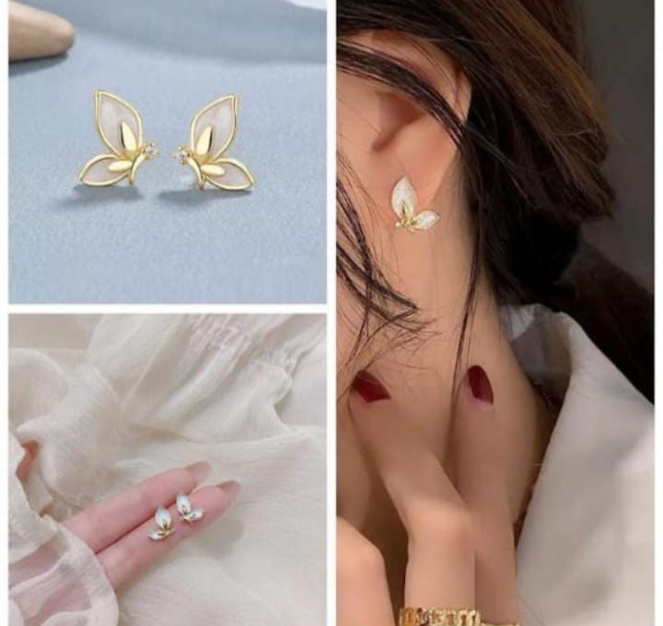 Golden Butterfly Enameled  Stud - KE222