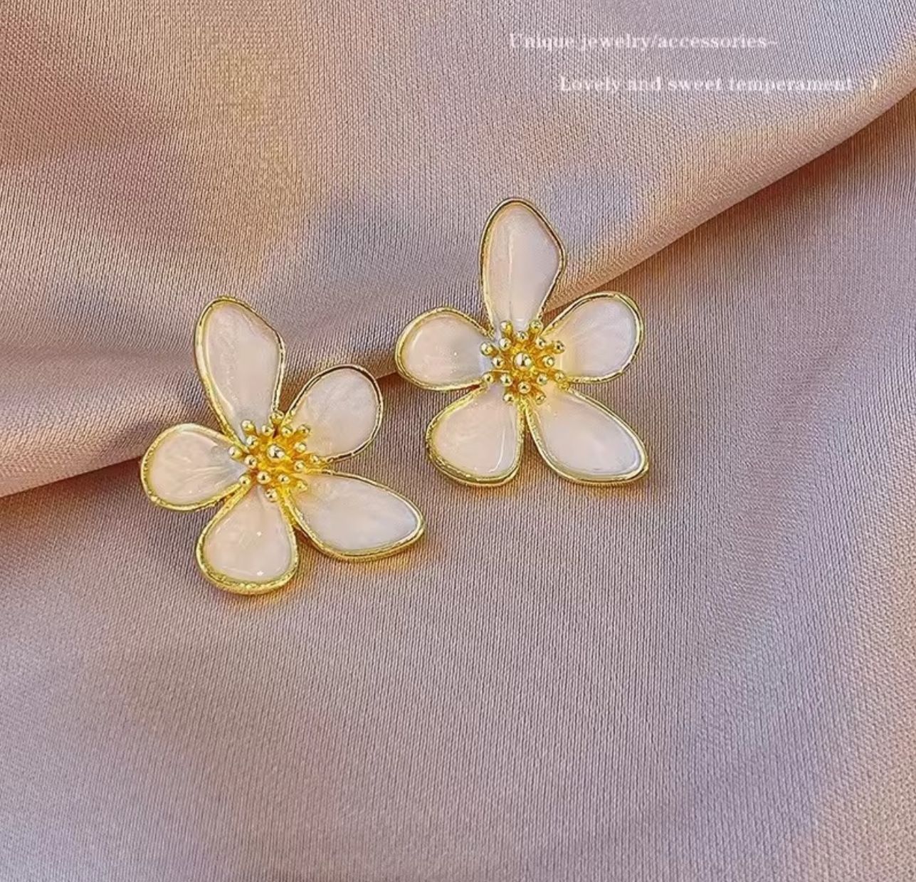 Enamel Lilly Floral Studs - KE230