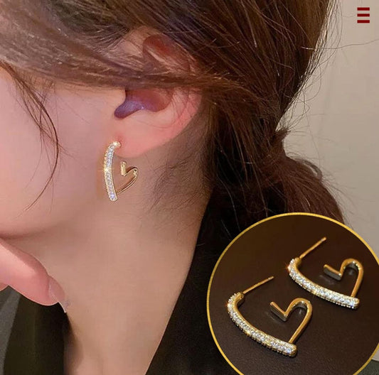 Heart Hoop Korean Earrings - KE233