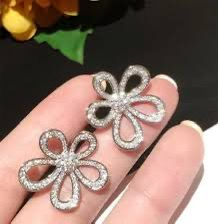 Rhinestone Floral Korean Earrings - KE254