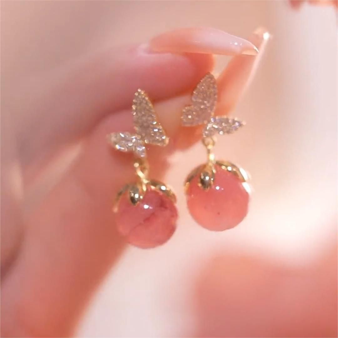 Pink Pearl Drop Earrings - KE255