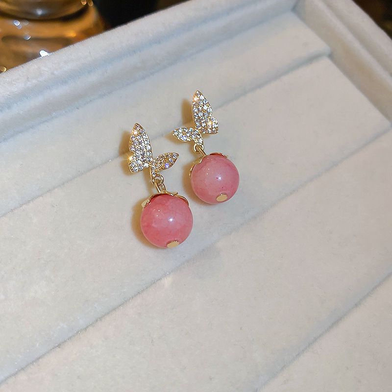 Pink Pearl Drop Earrings - KE255