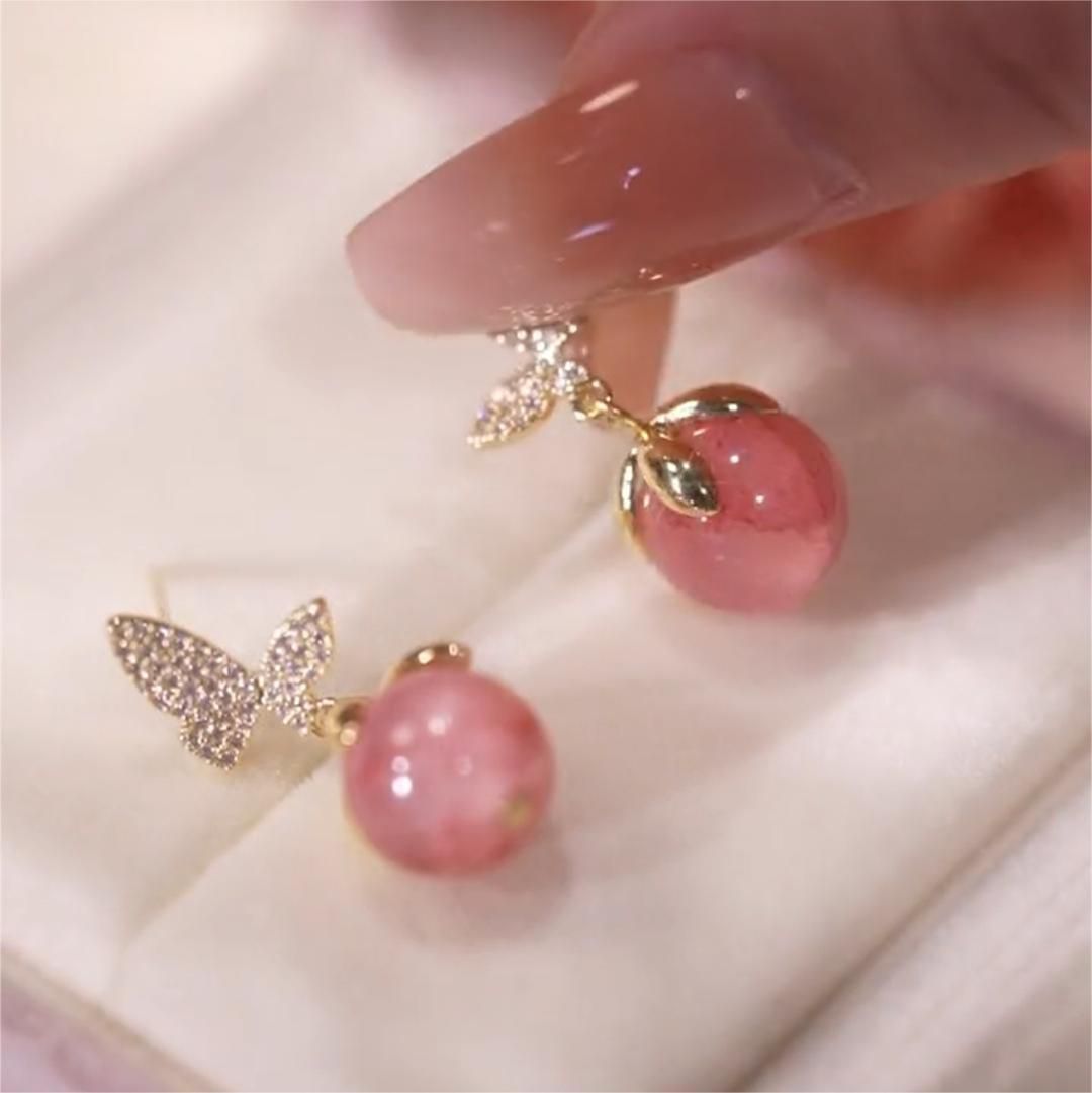 Pink Pearl Drop Earrings - KE255