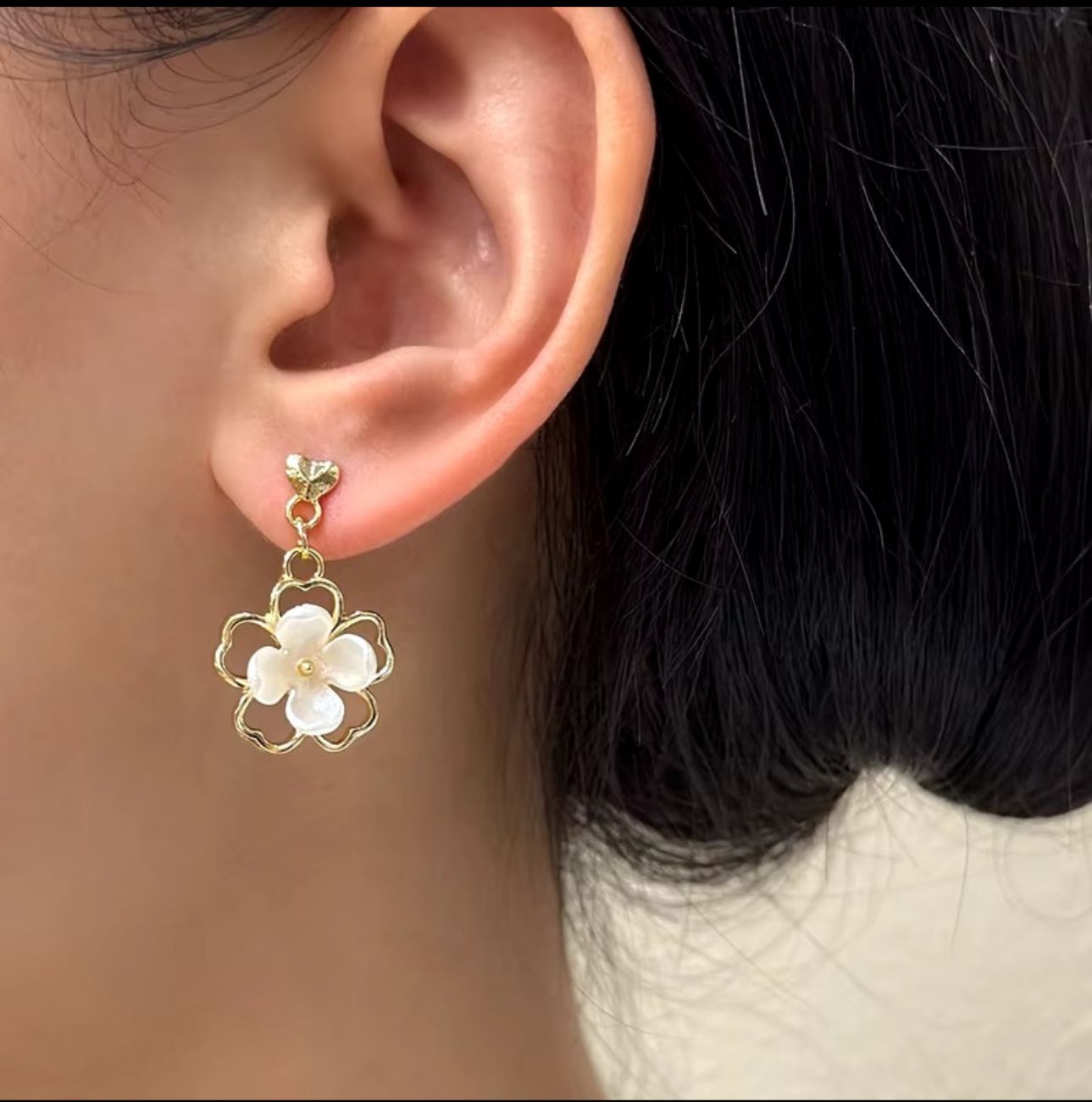 Flower Drop Korean Earrings - KE266