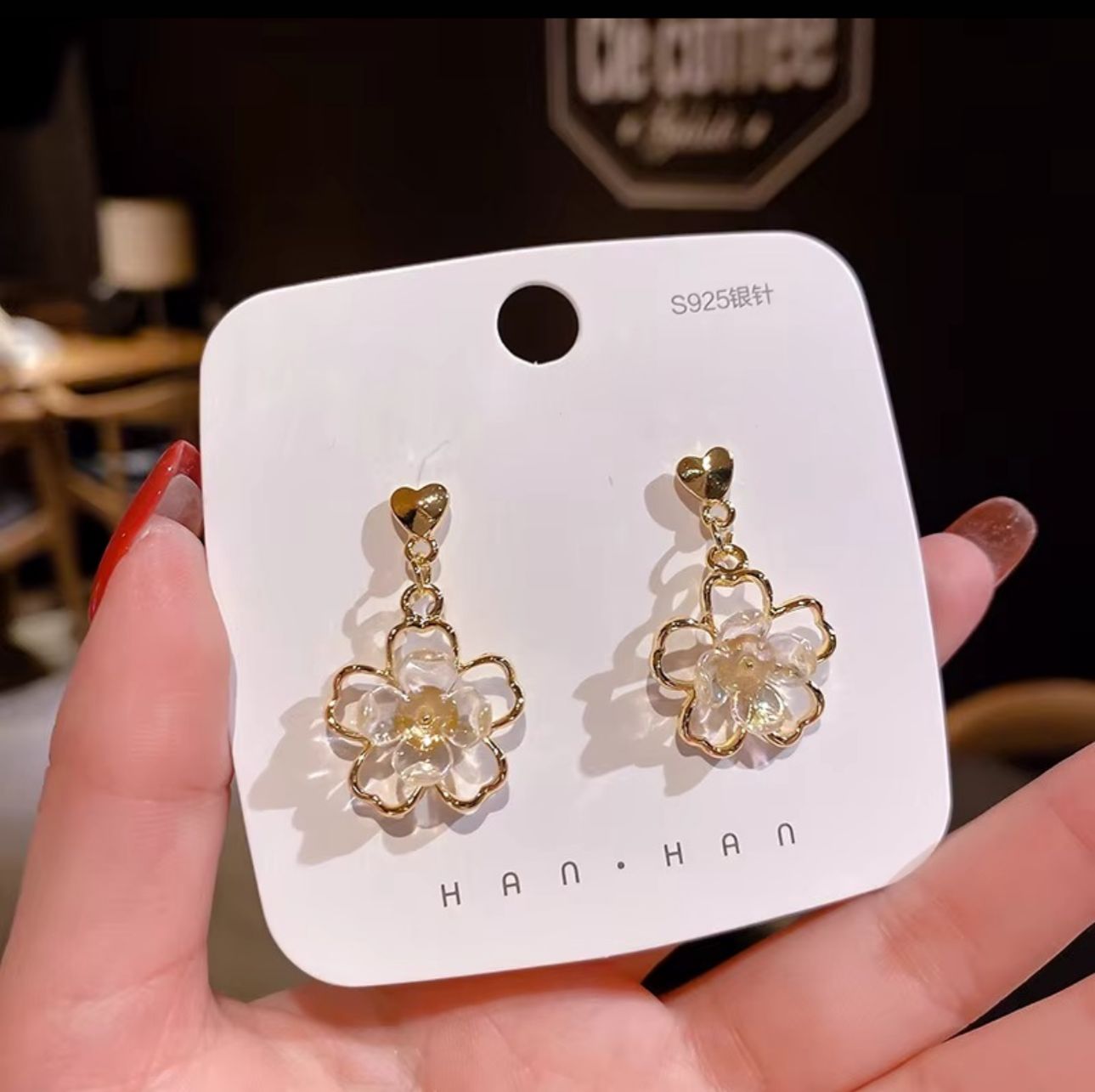 Flower Drop Korean Earrings - KE266