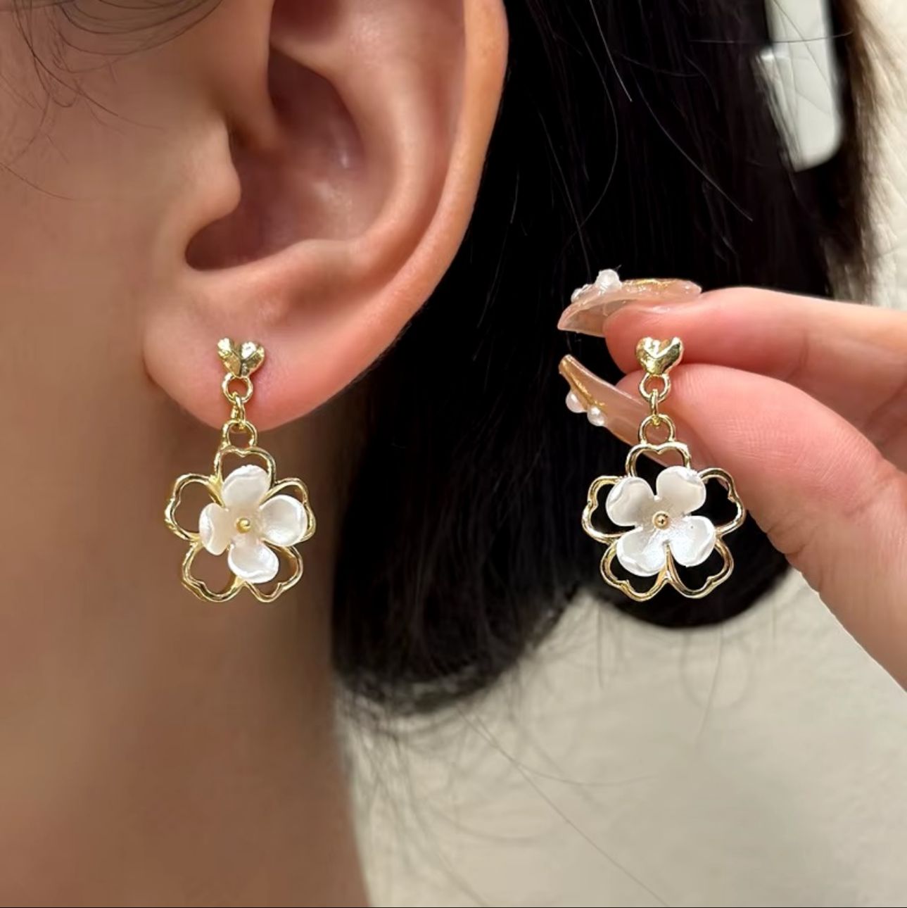 Flower Drop Korean Earrings - KE266