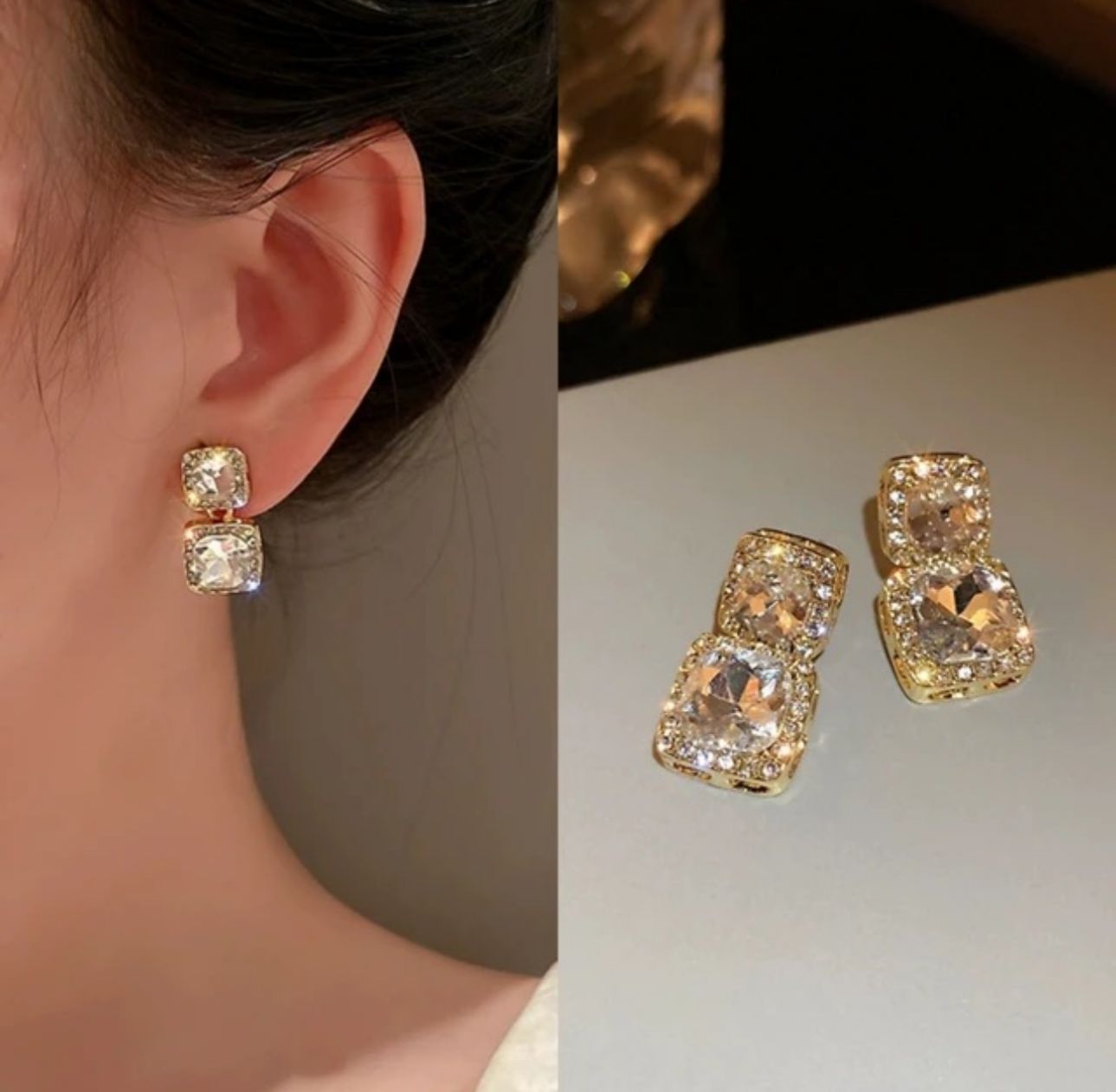 Shinning Crystal Drop Earrings - KE274