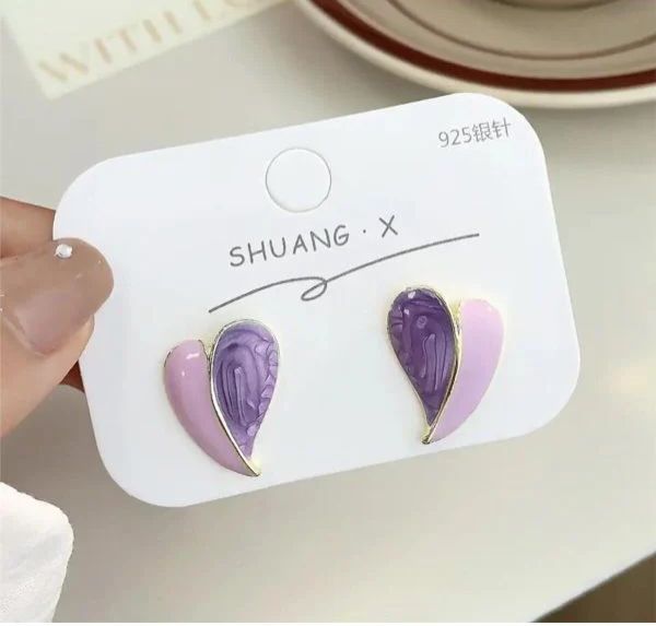 Enamel Hearty Korean Earrings - KE284