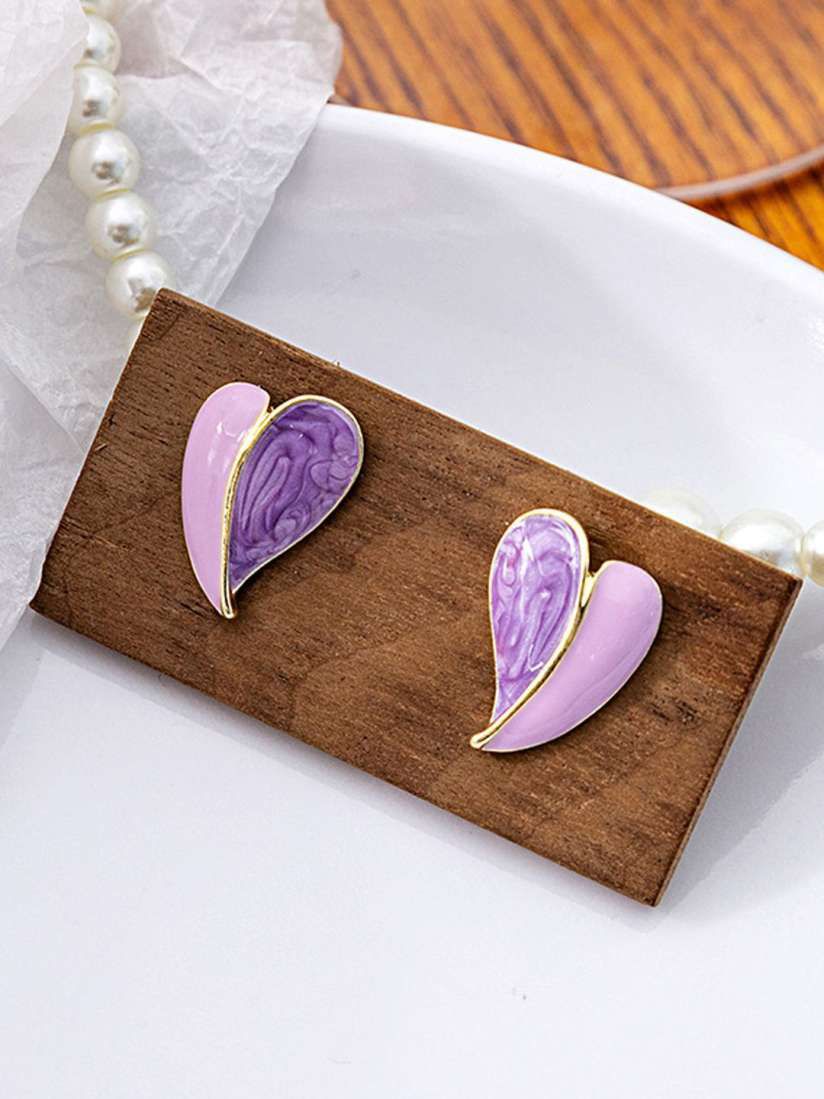 Enamel Hearty Korean Earrings - KE284