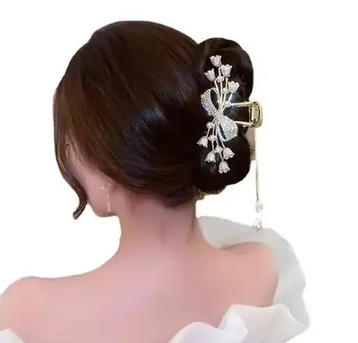 Korean Style Bow Rhinestone Metal Hair Claw clips - KE307