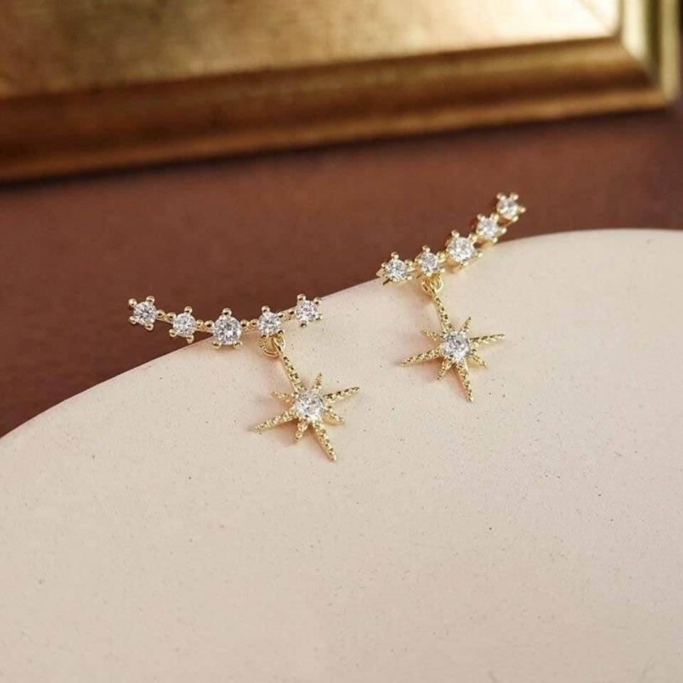 Cute Rhinestone star drop Korean earrings - KE309