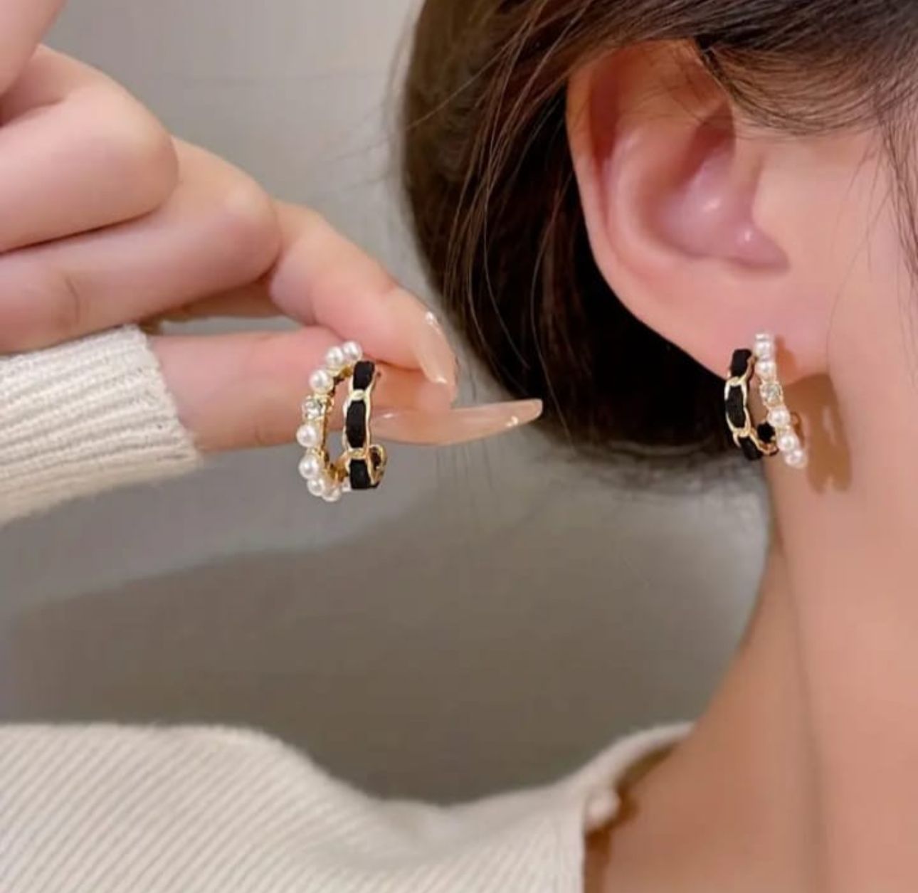 Pearl Dual Korean Earrings - KE311