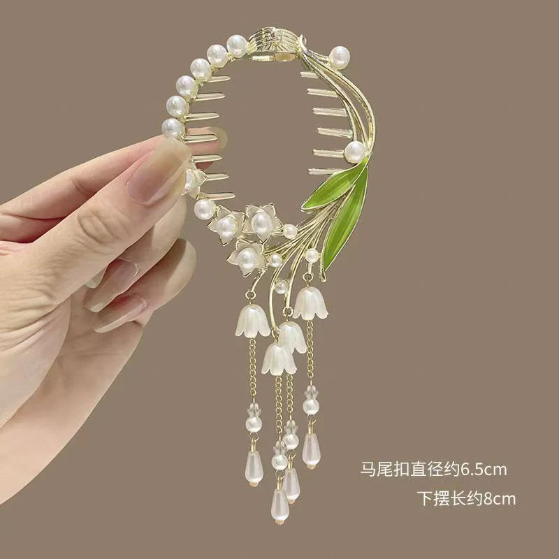 Pink Star Leaf Tulip ball buckle haiclip - KE546