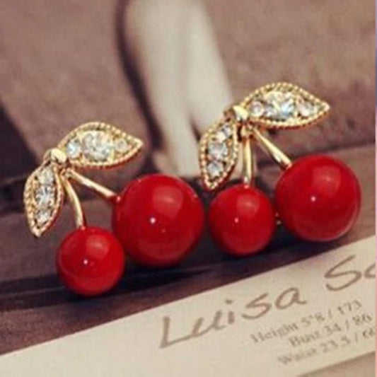 Red cherry Korean earrings - KE349