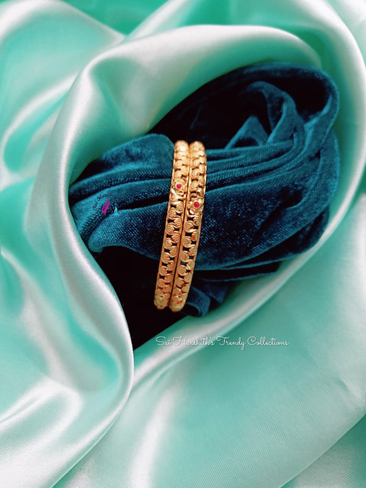 Gold Finish Cz Bangles - SHTC351