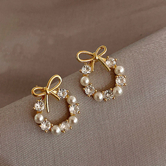 Korean small bow earrings - KE354