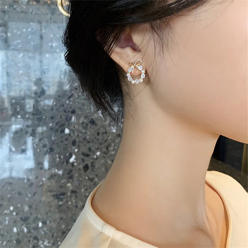 Korean small bow earrings - KE354