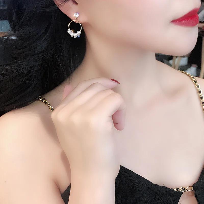 Crystal Pearl korean Earrings - KE365