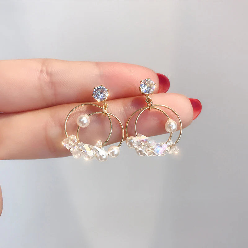 Crystal Pearl korean Earrings - KE365