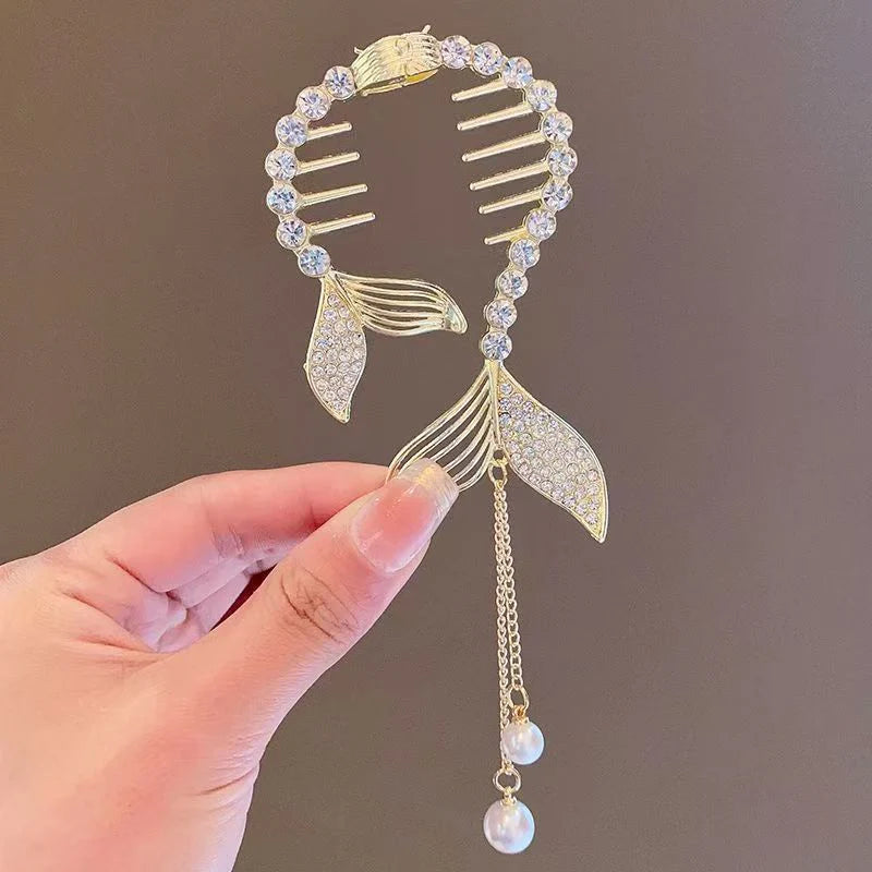 Double fish tail ball buckle Korean hairclip - KE552