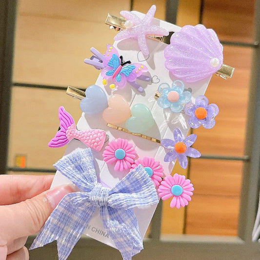 Summer girls geometric headdress duckbill hairpin hair clip - Purple Design 2 - KE425