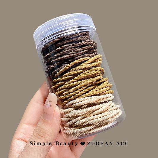 Brown Series 50 pcs Children's simple rubber band with box - KE435