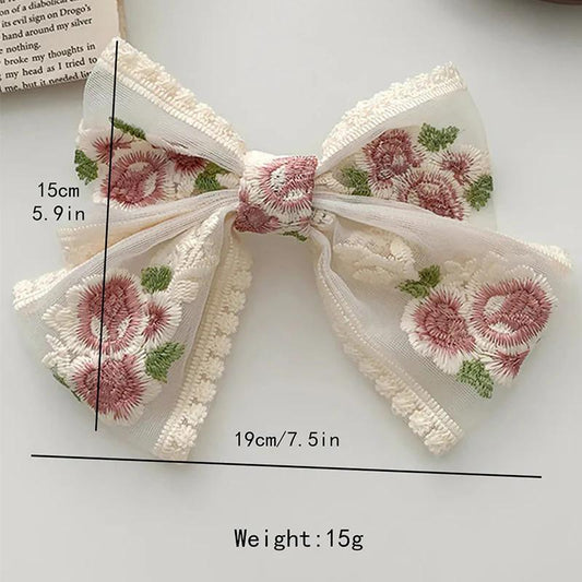 Super fairy French embroidered ribbon butterfly hairpin - Short Bow - KE437