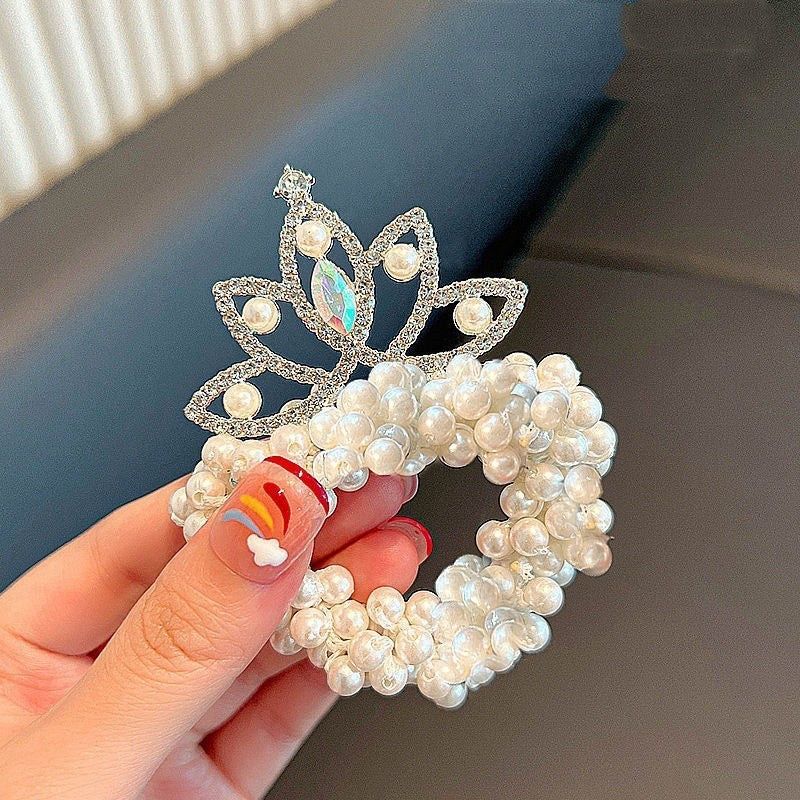 White Pearl Star Hair Tie Princess Rubber Band - KE447 - Sai Harshith's Trendy Collections