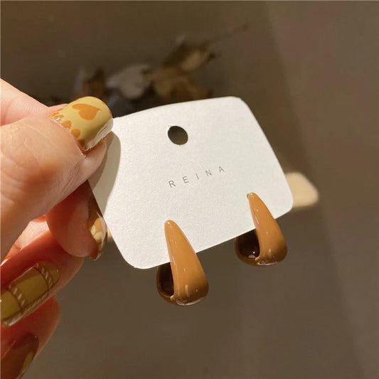Retro French earrings - Coffee colour - KE449
