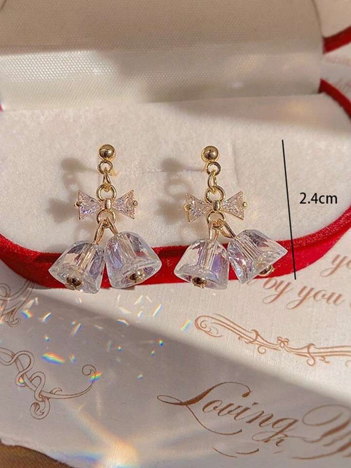 Korean version of pearl zircon earrings - KE465