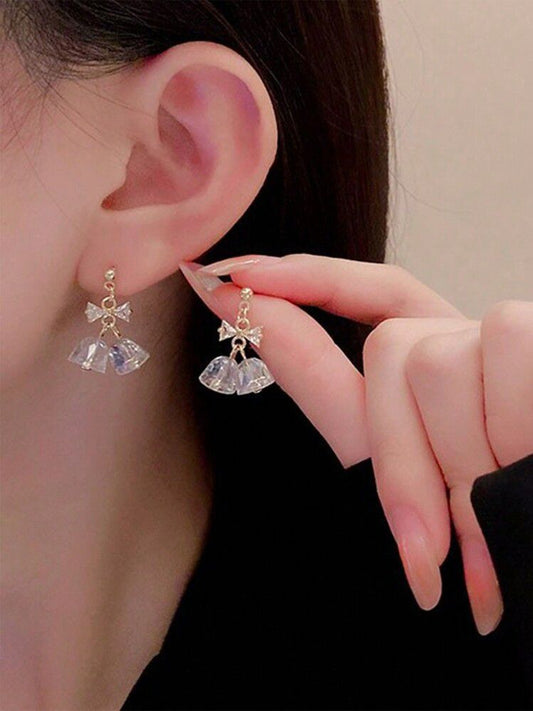Korean version of pearl zircon earrings - KE465