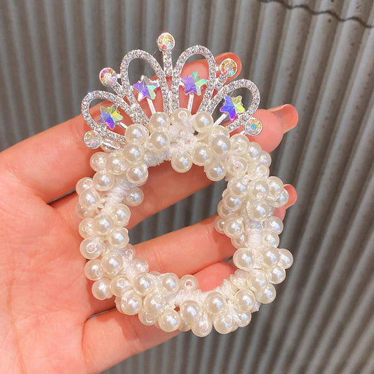 Korean Style Butterfly Pearl Hair Tie Princess Rubber Band with stars- KE466