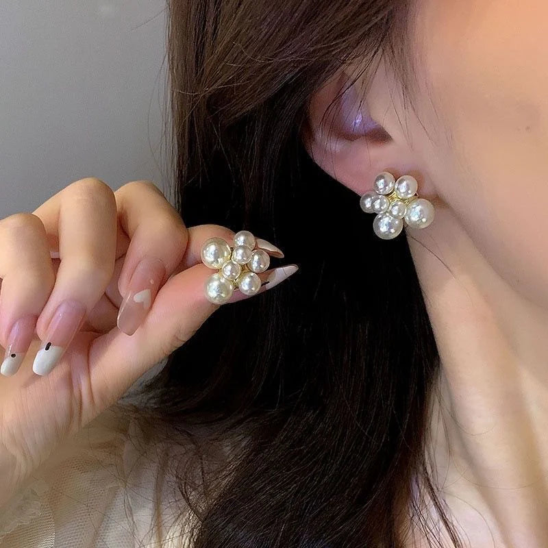 French retro pearl earrings - KE476