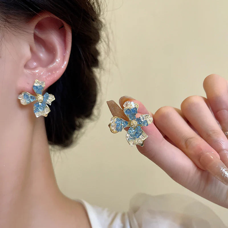 Korean irregular crystal earrings - KE480