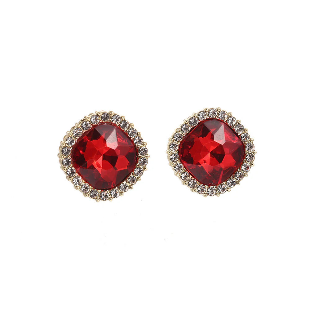 Red Zircon Crystal Earrings Luxury Diamond Earrings - KE484