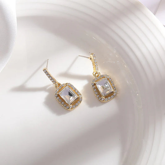 White - Gem Stone Princess Korean Earrings - KE489