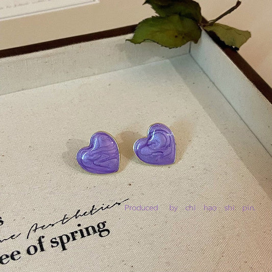 Super fairy taro purple heart Korean earrings - KE504