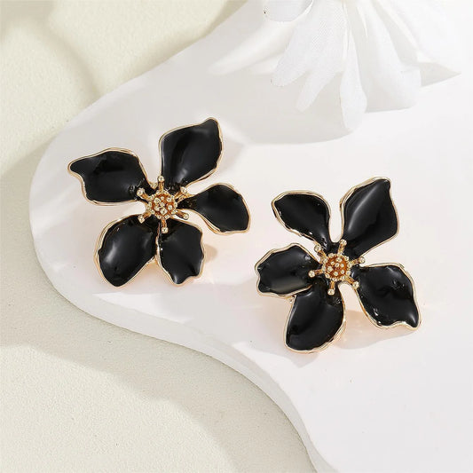 Oil-drop flower Korean earrings - KE508