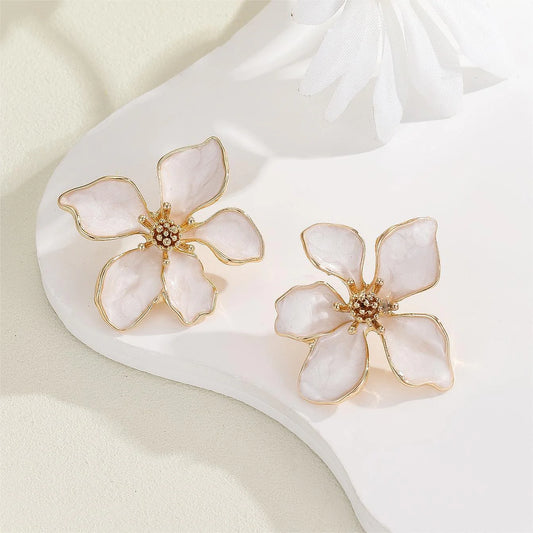 Oil-drop flower Korean earrings - KE509